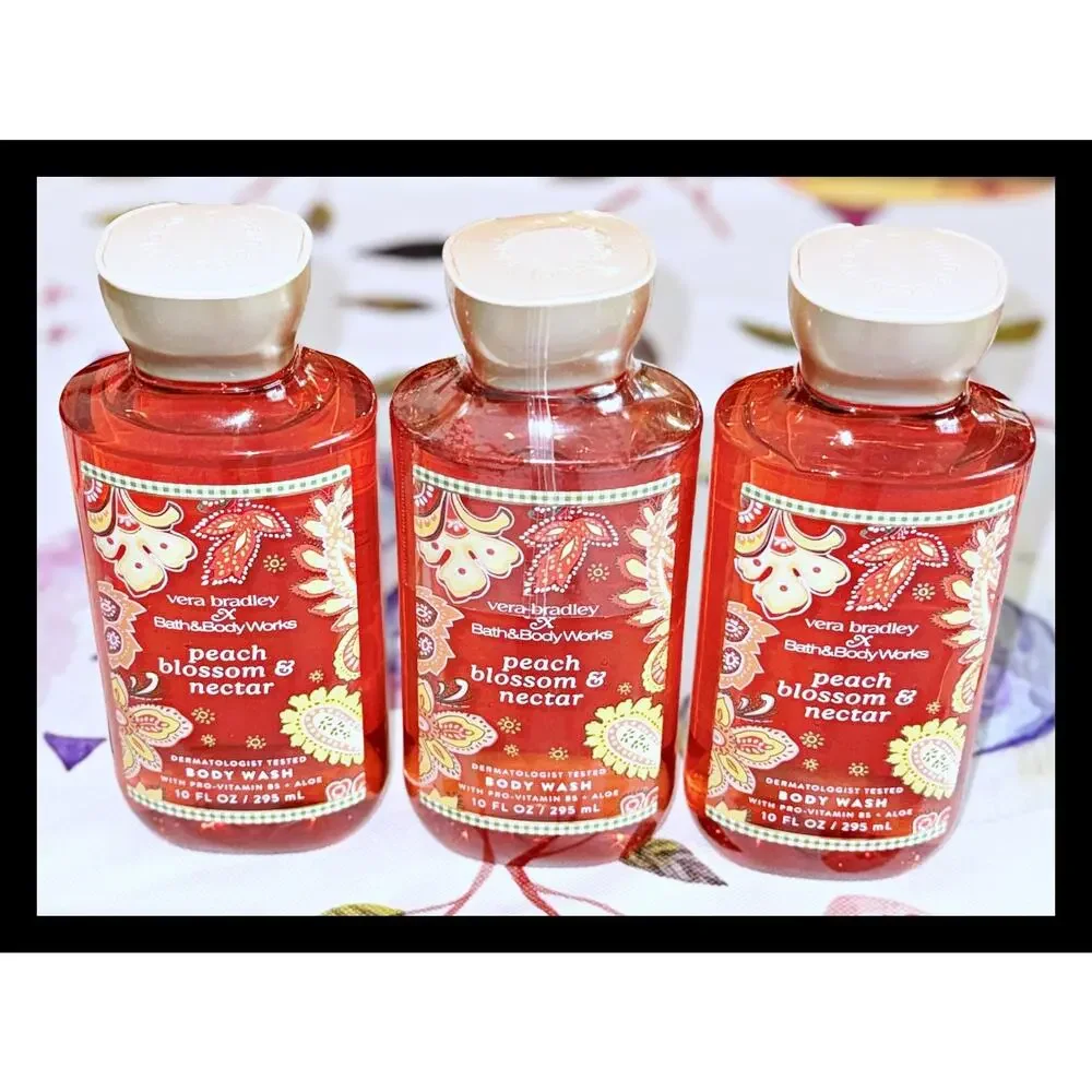 Bath & Body Works Vera Bradley Peach Blossom & Nectar Shower Gel Body Wash x3
